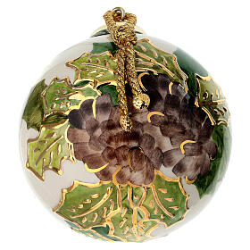 Palla albero Natale Dell'Arte Ceramiche melagrana rossa e oro 10 cm dipinta a mano