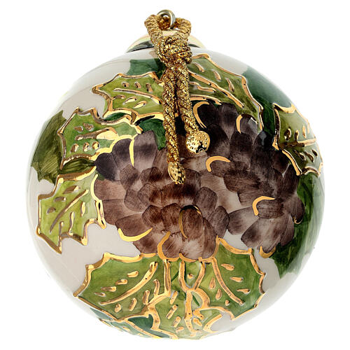 Palla albero Natale Dell'Arte Ceramiche melagrana rossa e oro 10 cm dipinta a mano 2