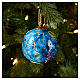 Dellarte Ceramiche night blue Christmas ball with gold and red decorations, 3 in, hand-painted s2