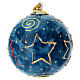 Sfera albero Natale Dell'Arte Ceramiche blu notte decori oro e rossi 8 cm dipinta a mano s1