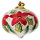 Pallina Natale Dell'Arte Ceramiche agrifoglio e fiore rosso 8 cm cipolla s1