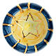 Bola cebolla Dellarte Ceramiche navideña azul rayas oro verticales 8 cm pintada a mano s4