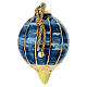 Dellarte Ceramiche blue Christmas tree decoration, 3 in, hand-painted gold stripe design s3