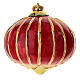 Bola forma cebolla Dellarte Ceramiche navideña roja rayas oro verticales 8 cm s1