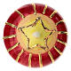 Pallina forma cipolla Dell'Arte Ceramiche natalizia rossa righe oro verticali 8 cm s3