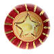 Esfera árbol Navidad gota Dellarte Ceramiche roja con decoración dorada 8 cm s4