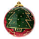 Boule de Noël Dellarte Ceramiche étoiles dorées sur fond rouge et vert 10 cm peinte à la main s1