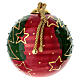 Christmas Ball Pine with Gold Stars on Red Background, 10 cm Hand-Painted Dellarte Ceramics s3