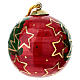 Pallina Natale Dell'Arte Ceramiche stelle e alberi dorati 8 cm dipinta a mano s3