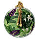 Bola de Natal Dellarte Ceramiche flores roxas folhas verdes pintada à mão 8 cm s3