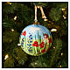 Dellarte Ceramiche Christmas ball with flower meadow on blue background, 4 in, hand-painted s2