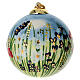 Pallina Dellarte Ceramiche natalizia prato fiorito su fondo blu 10 cm dipinta a mano s4