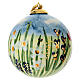 Addobbo albero natale Dell'Arte Ceramiche fiori rossi e dettagli dorati 8 cm dipinta a mano s3
