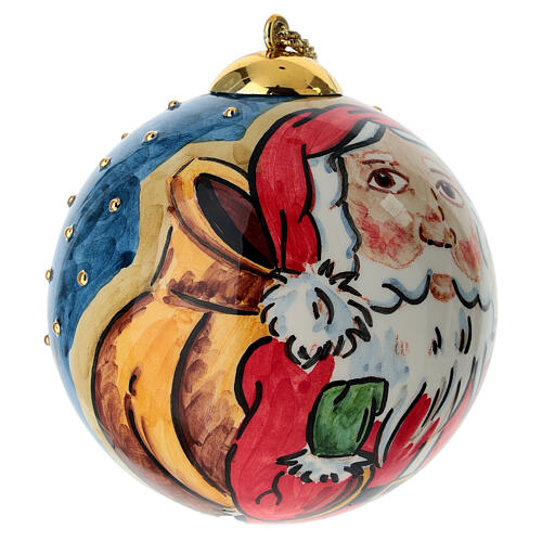 Decoración árbol Navidad Dellarte Ceramiche rostro Papá Noel 10 cm pintada a mano 4