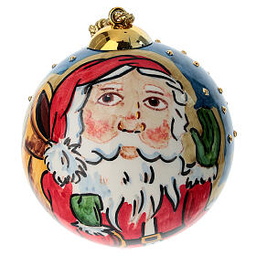 Decorazione albero Natale Dell'Arte Ceramiche volto Babbo Natale 10 cm dipinta a mano