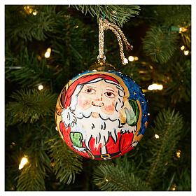 Decorazione albero Natale Dellarte Ceramiche volto Babbo Natale 10 cm dipinta a mano