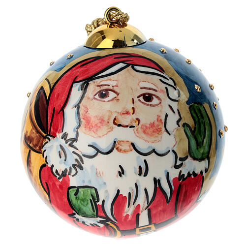 Enfeite de Natal Dellarte Ceramiche rosto do Pai Natal 10 cm pintado à mão 1