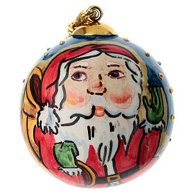 Dellarte Ceramic 8 cm Christmas Tree Ball Santa Face Hand-painted