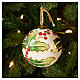 Christmas ball with green holly and red berries, Dellarte Ceramics, 10 cm hand-painted s2
