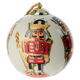 Christmas tree bauble by Dellarte Ceramiche, hand-painted nutcracker, 4 in