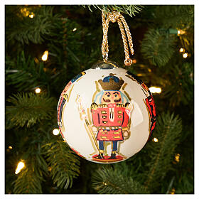 Hand-Painted Nutcracker Christmas Tree Ball Dellarte Ceramics, 10 cm