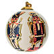 Sfera albero Natale Dell'Arte Ceramiche schiaccianoci base panna 8 cm dipinta a mano s2