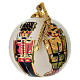 Sfera albero Natale Dell'Arte Ceramiche schiaccianoci base panna 8 cm dipinta a mano s3