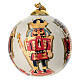 Christmas Tree Ball Nutcracker Cream Background Dellarte Ceramics, 8 cm Hand-Painted s1