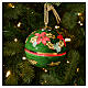 Dellarte Ceramiche Christmas tree ball, 4 in, hand-painted poinsettias and gold band s2
