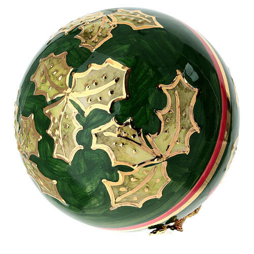 Palla albero Natale Dellarte Ceramiche stella rossa e fascia oro 10 cm dipinta a mano 3