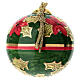 Palla albero Natale Dellarte Ceramiche stella rossa e fascia oro 10 cm dipinta a mano s2