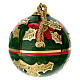 Sfera Dell'Arte Ceramiche Natalizia fondo verde righe rosso oro 8 cm dipinta a mano  s2