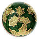 Bola de Natal Dellarte Ceramiche fundo verde riscas vermelho ouro 8 cm pintada à mão s4