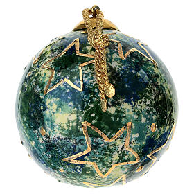 Pallina Dell'Arte Ceramiche albero Natale marmorizzata con stelle oro 10 cm dipinta a mano
