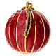 Esfera Dellarte Ceramiche árbol Navidad rayada
 oro sobre fondo rojo 10 cm pintada a mano s3