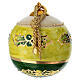 Dellarte Ceramiche hand-painted Christmas ball with holly, ivory background, green stripe and gold details, 3 in s3