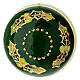 Dellarte Ceramiche hand-painted Christmas ball with holly, ivory background, green stripe and gold details, 3 in s4