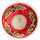 Sfera albero Natale Dell'Arte Ceramiche rossa avorio con agrifoglio 8 cm dipinta a mano  s3