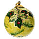 Dellarte Ceramiche Christmas ball with green background, hand-painted holly and red berries, 3 in s1