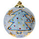 Palla Dellarte Ceramiche Natale sfondo blu con stelle oro 10 cm dipinta a mano s1