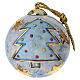 Palla Dellarte Ceramiche Natale sfondo blu con stelle oro 10 cm dipinta a mano s4