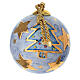 Dellarte Ceramiche Christmas bauble, blue with hand-painted golden tree and stars, 3 in s3