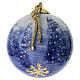 Pallina natalizia Dellarte Ceramiche paesaggio innevato bosco alberi blu 10 cm dipinta mano s2