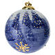 Pallina natalizia Dellarte Ceramiche paesaggio innevato bosco alberi blu 10 cm dipinta mano s1