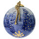 Pallina natalizia Dellarte Ceramiche paesaggio innevato bosco alberi blu 10 cm dipinta mano s3