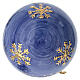 Pallina natalizia Dellarte Ceramiche paesaggio innevato bosco alberi blu 10 cm dipinta mano s4