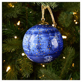 Decorazione albero Natale Dellarte Ceramiche effetto cielo stellato 10 cm dipinta a mano