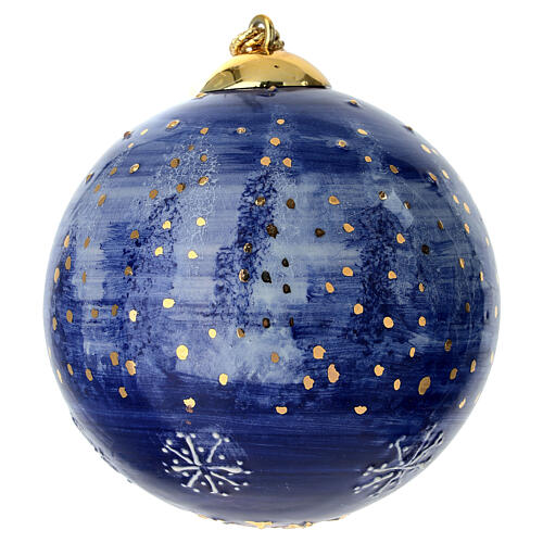 Decorazione albero Natale Dellarte Ceramiche effetto cielo stellato 10 cm dipinta a mano 1