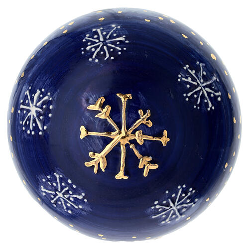 Decorazione albero Natale Dellarte Ceramiche effetto cielo stellato 10 cm dipinta a mano 3