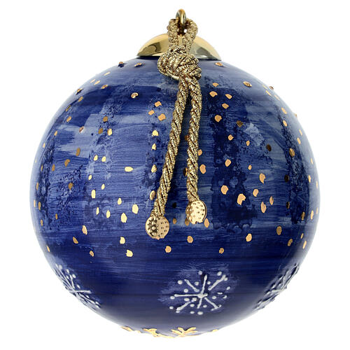 Decorazione albero Natale Dellarte Ceramiche effetto cielo stellato 10 cm dipinta a mano 4